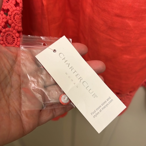 Charter club Luxury spice island Orange linen top blouse 1X NWT - Picture 7 of 7